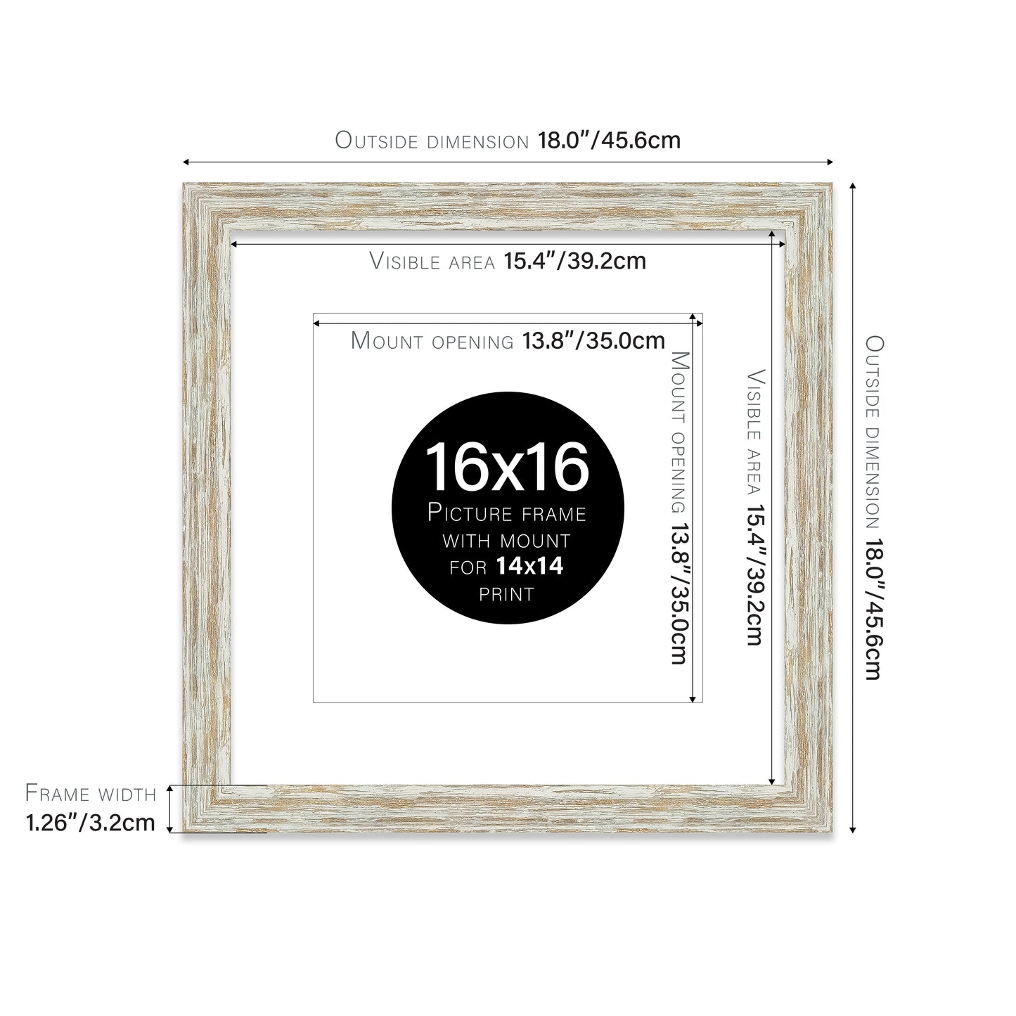 Distressed White Oak Picture Frame 32mm Edge