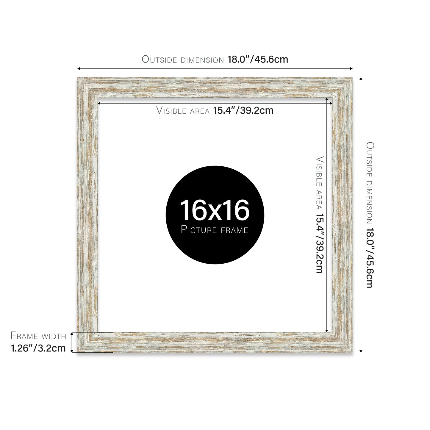 Distressed White Oak Picture Frame 32mm Edge