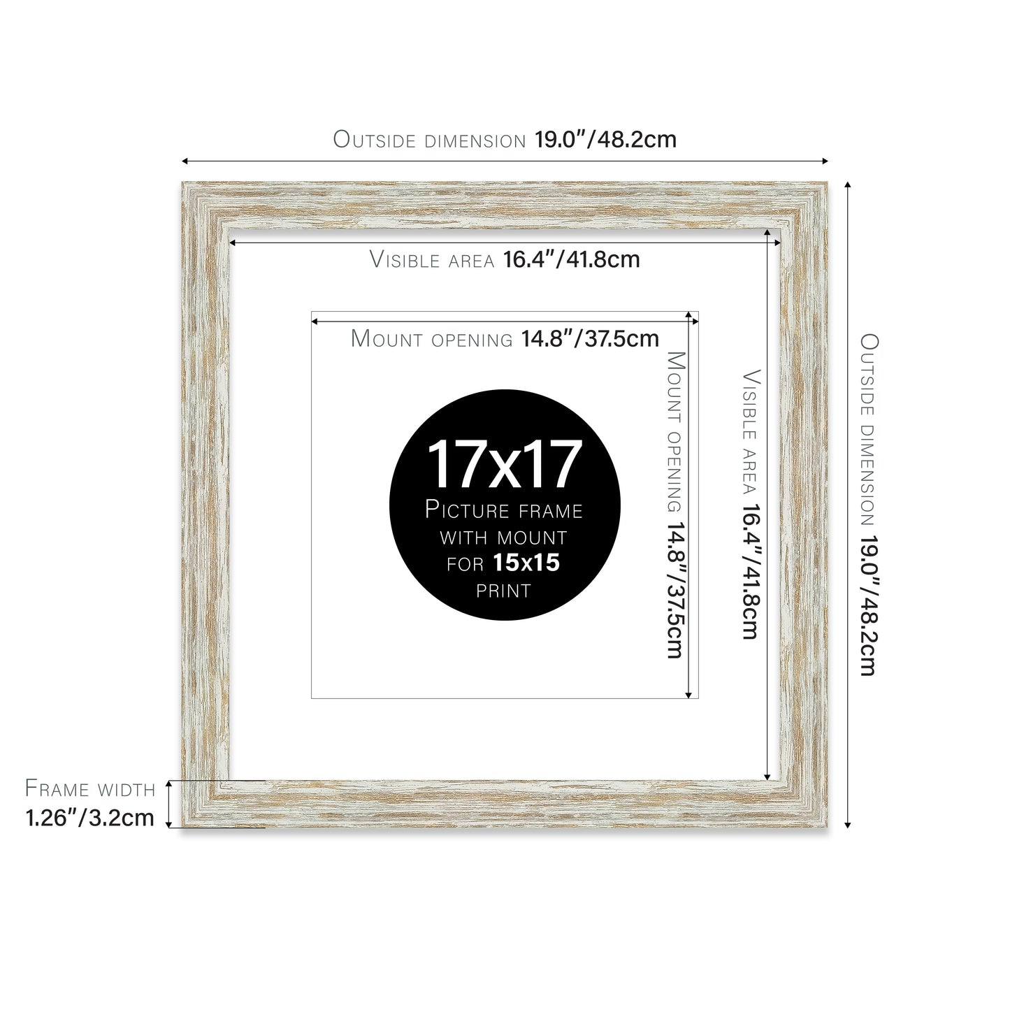 Distressed White Oak Picture Frame 32mm Edge