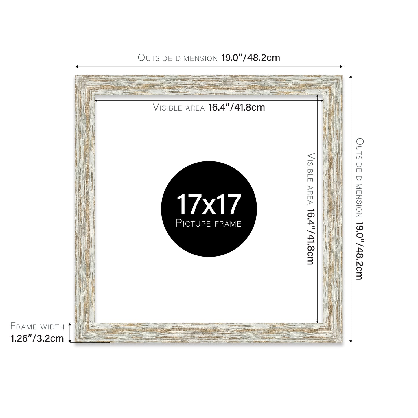 Distressed White Oak Picture Frame 32mm Edge
