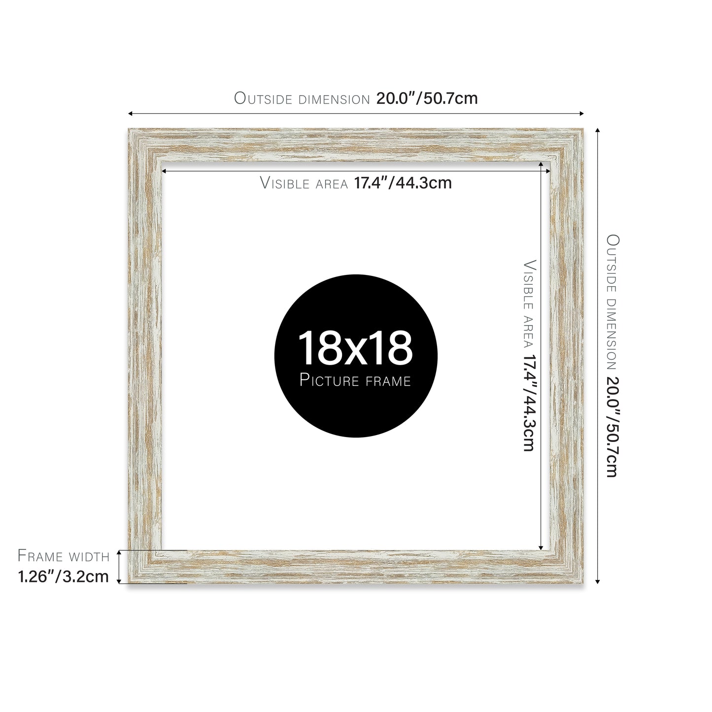 Distressed White Oak Picture Frame 32mm Edge