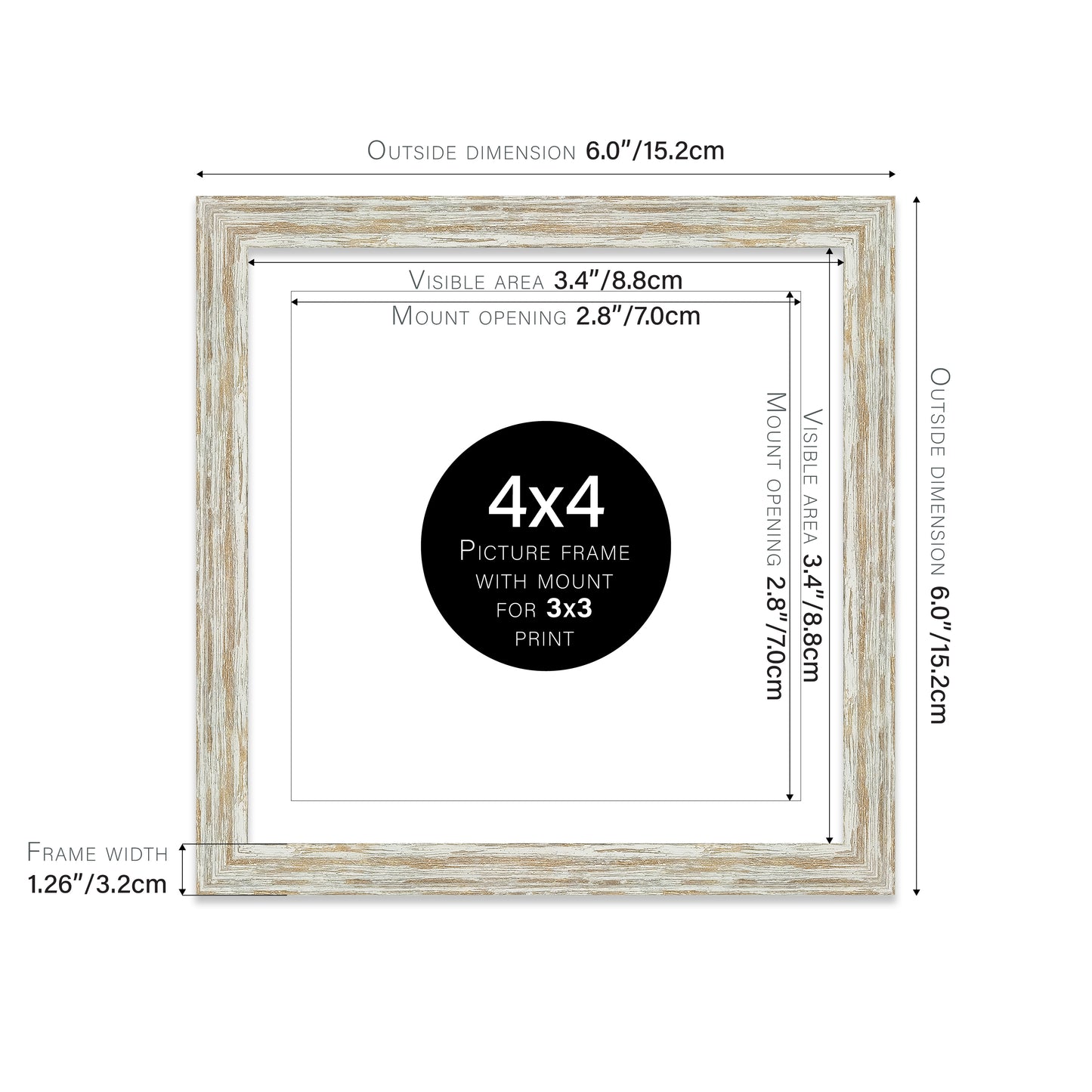 Distressed White Oak Picture Frame 32mm Edge