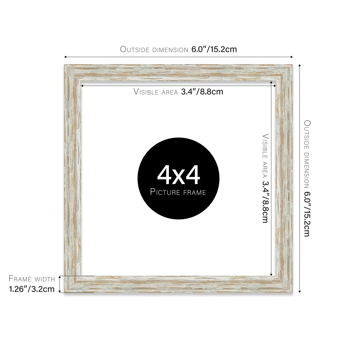 Distressed White Oak Picture Frame 32mm Edge