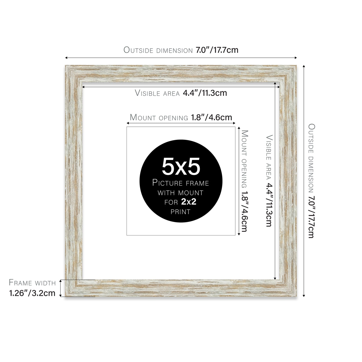 Distressed White Oak Picture Frame 32mm Edge