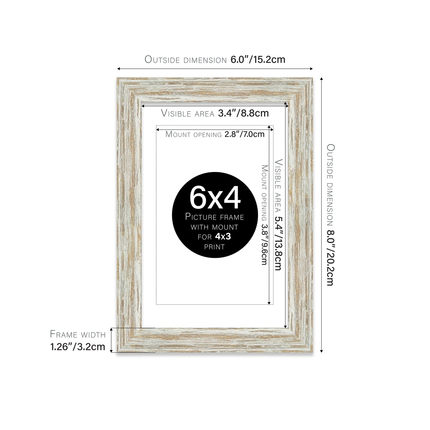 Distressed White Oak Picture Frame 32mm Edge
