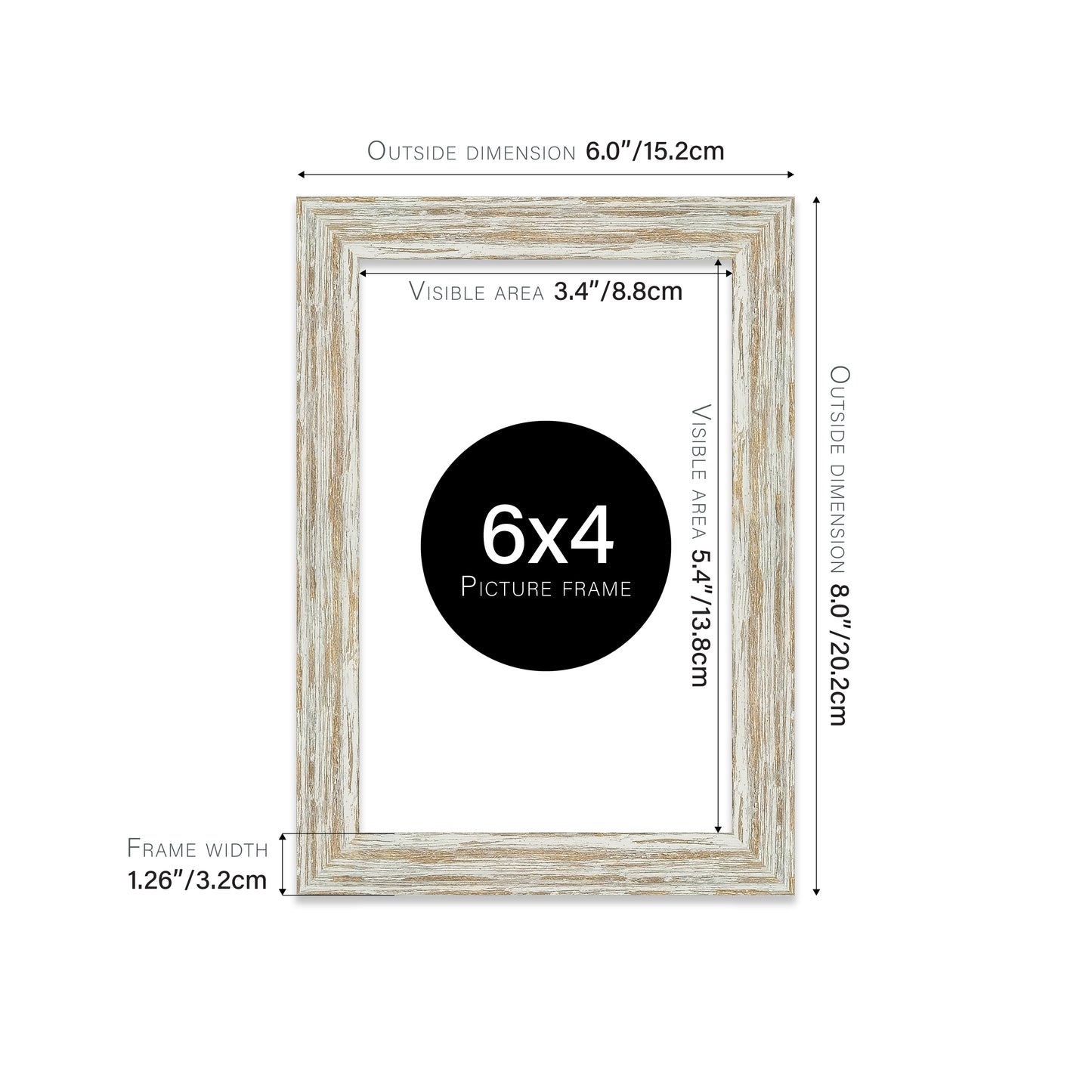 Distressed White Oak Picture Frame 32mm Edge