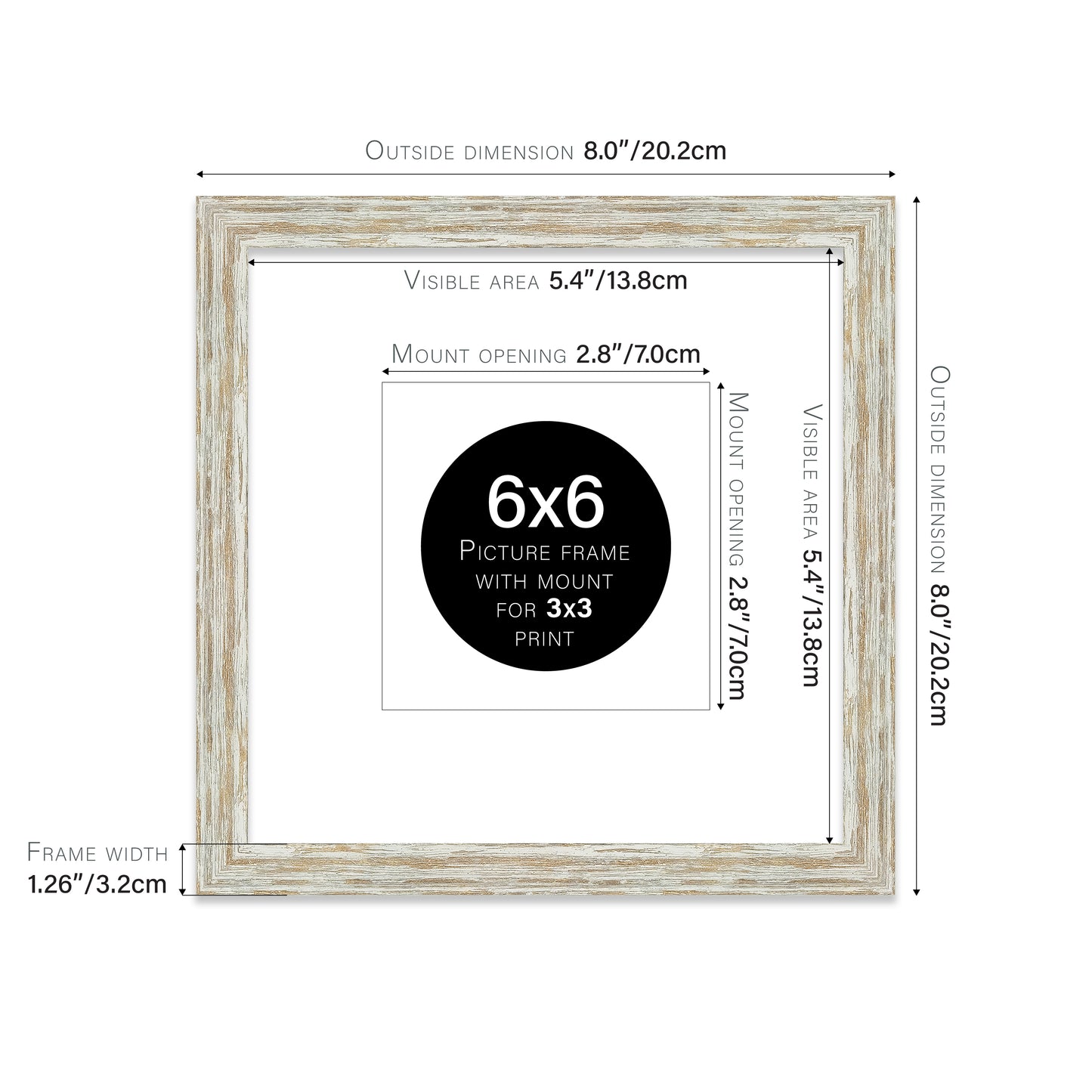 Distressed White Oak Picture Frame 32mm Edge