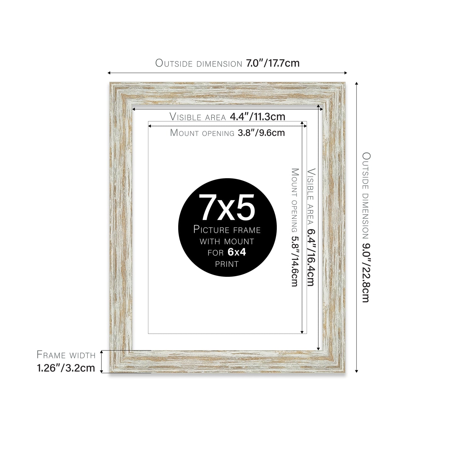 Distressed White Oak Picture Frame 32mm Edge