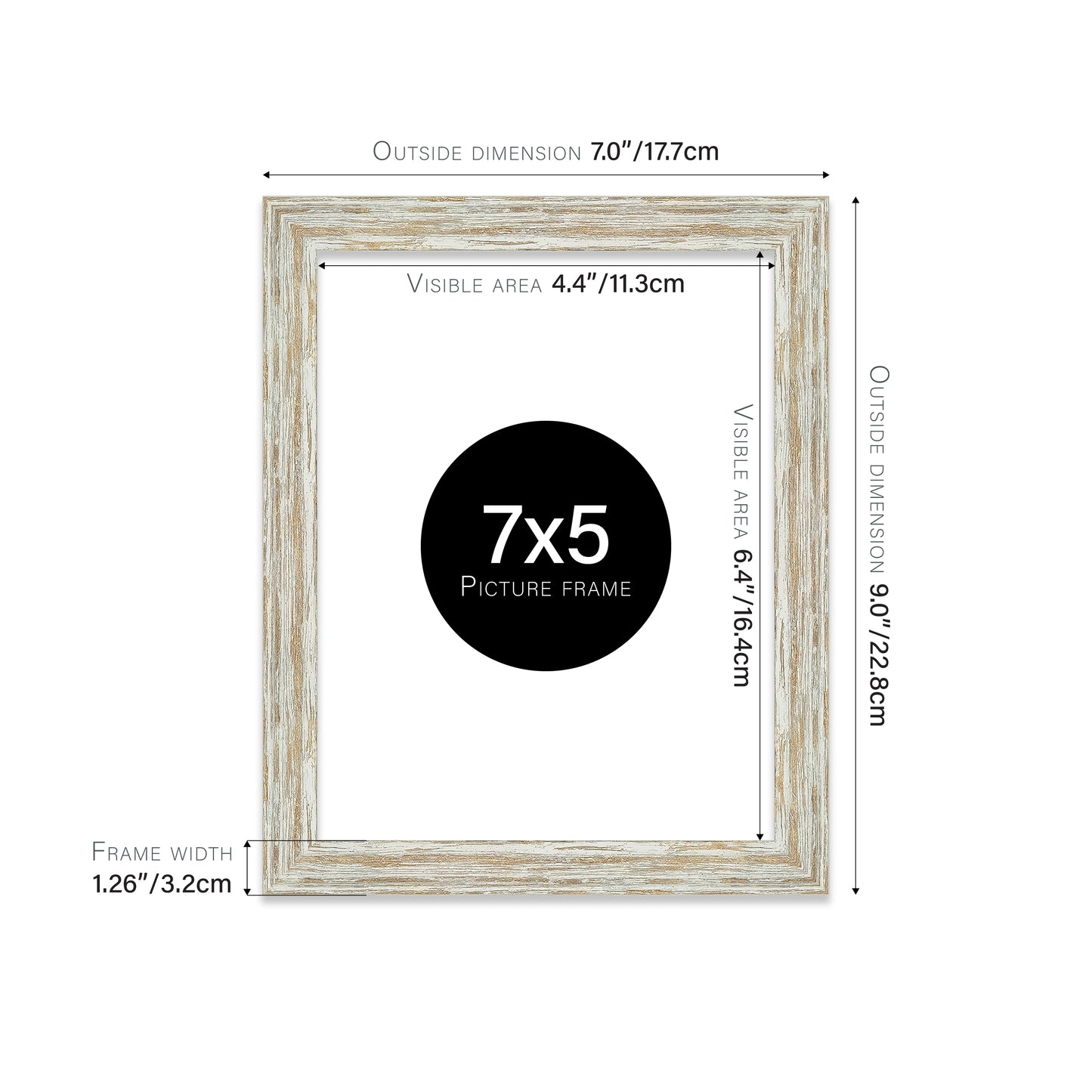 Distressed White Oak Picture Frame 32mm Edge