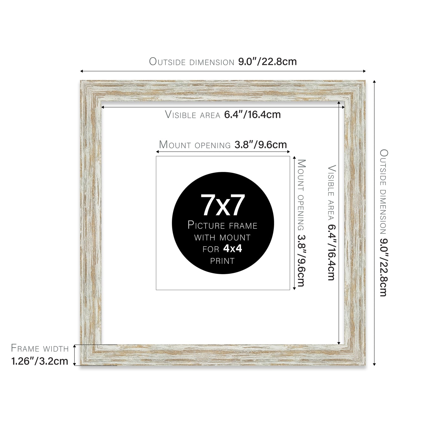 Distressed White Oak Picture Frame 32mm Edge