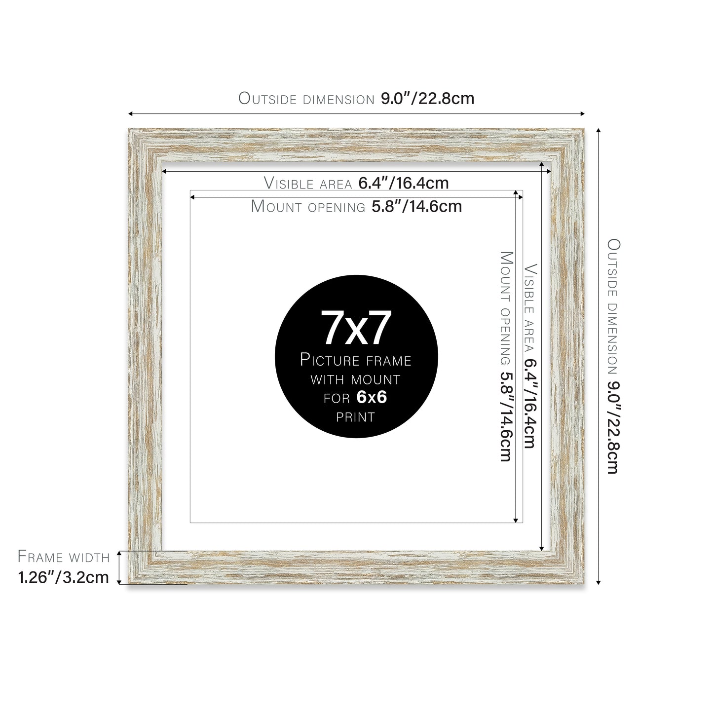 Distressed White Oak Picture Frame 32mm Edge