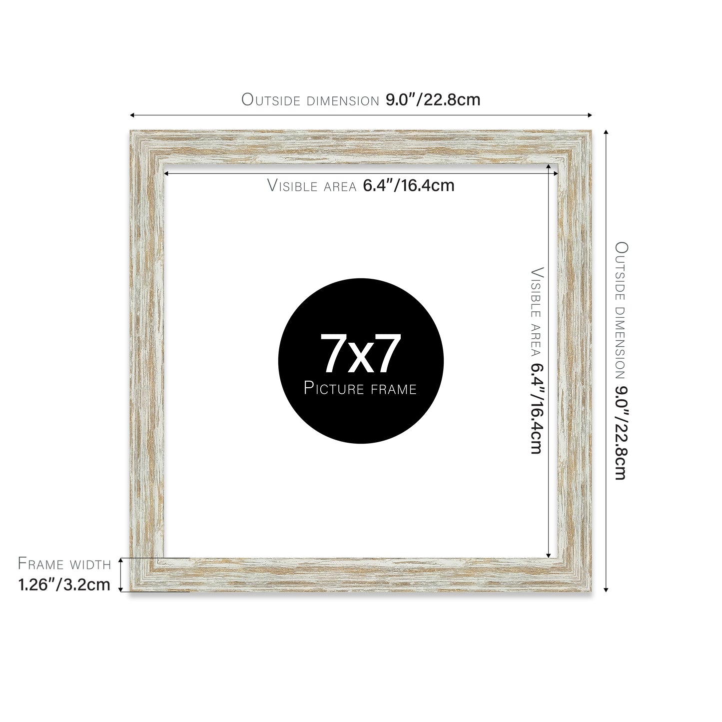 Distressed White Oak Picture Frame 32mm Edge