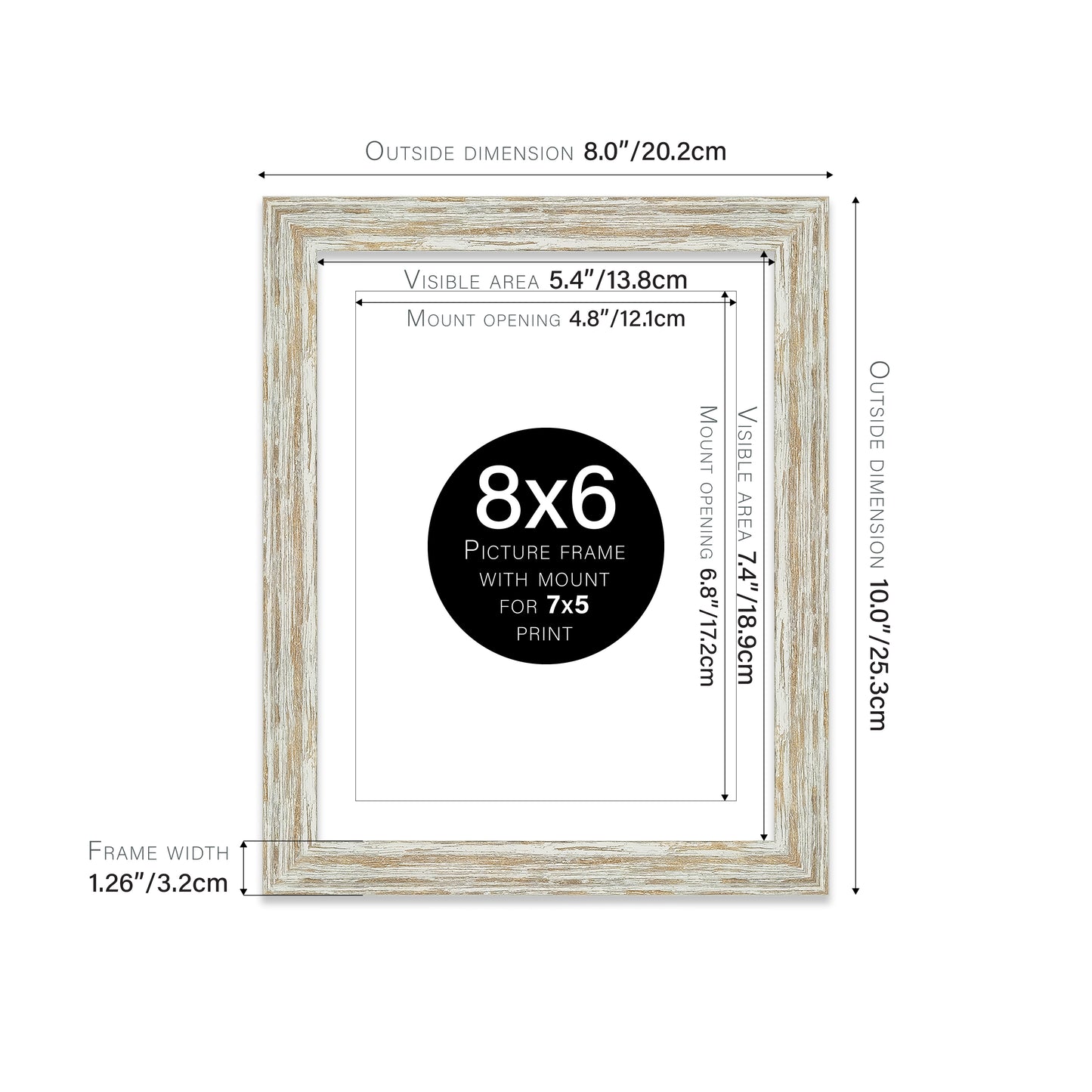 Distressed White Oak Picture Frame 32mm Edge