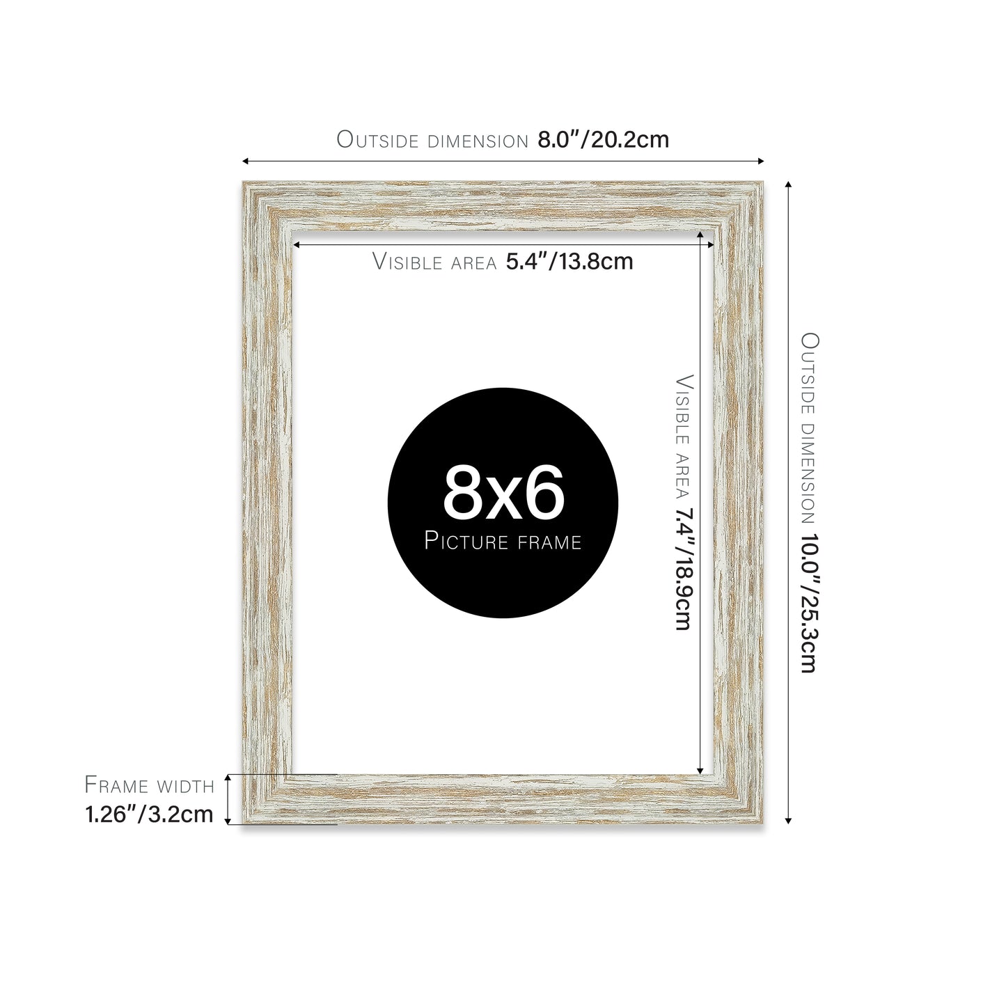 Distressed White Oak Picture Frame 32mm Edge