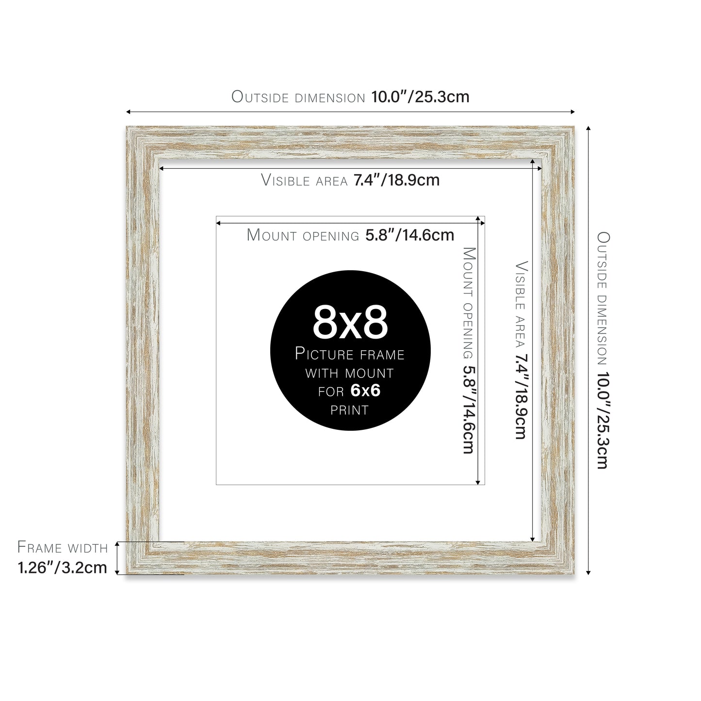 Distressed White Oak Picture Frame 32mm Edge