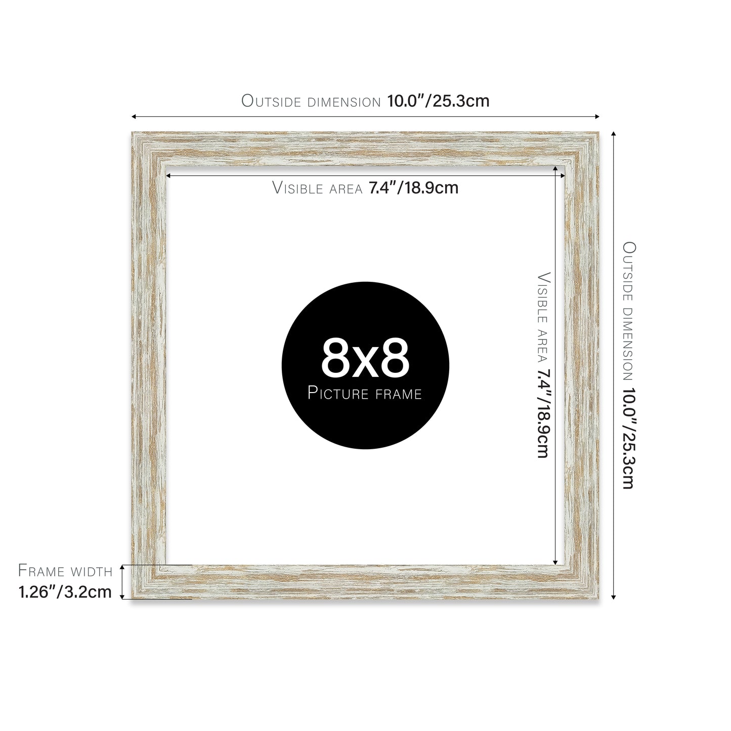 Distressed White Oak Picture Frame 32mm Edge