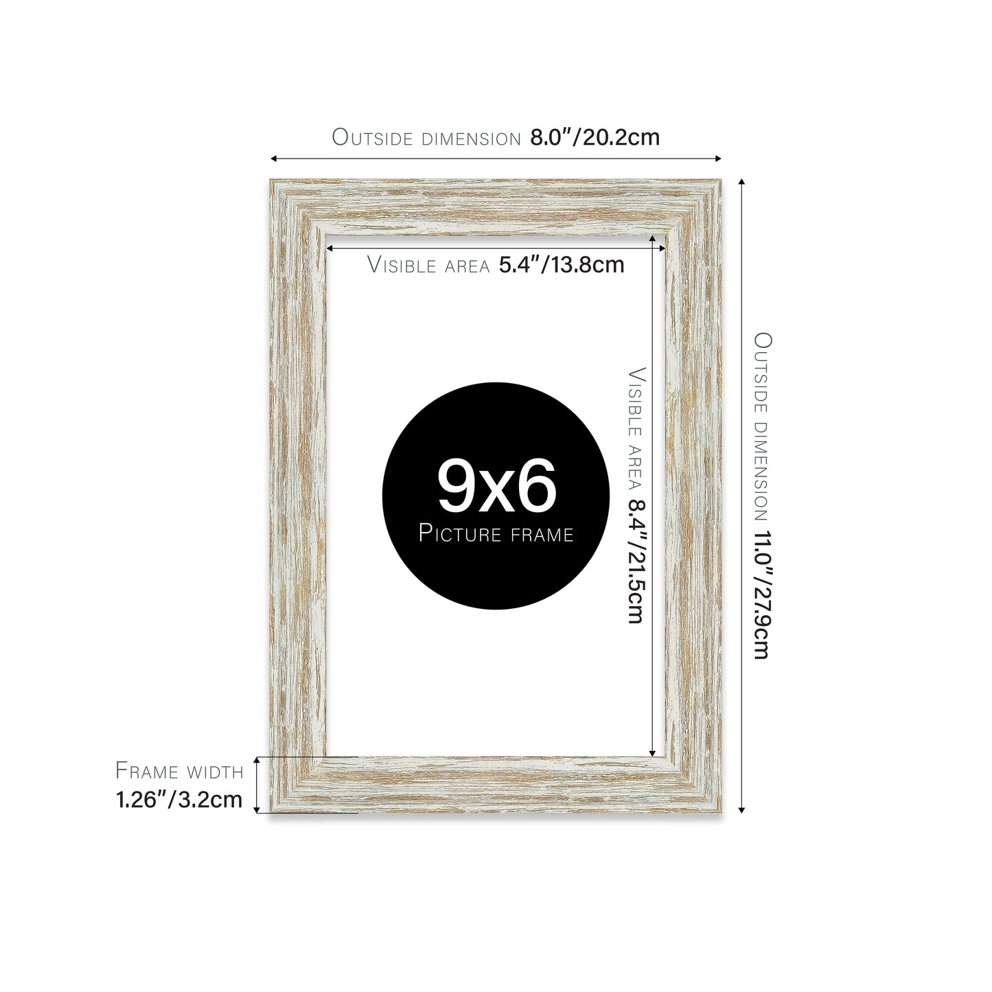Distressed White Oak Picture Frame 32mm Edge