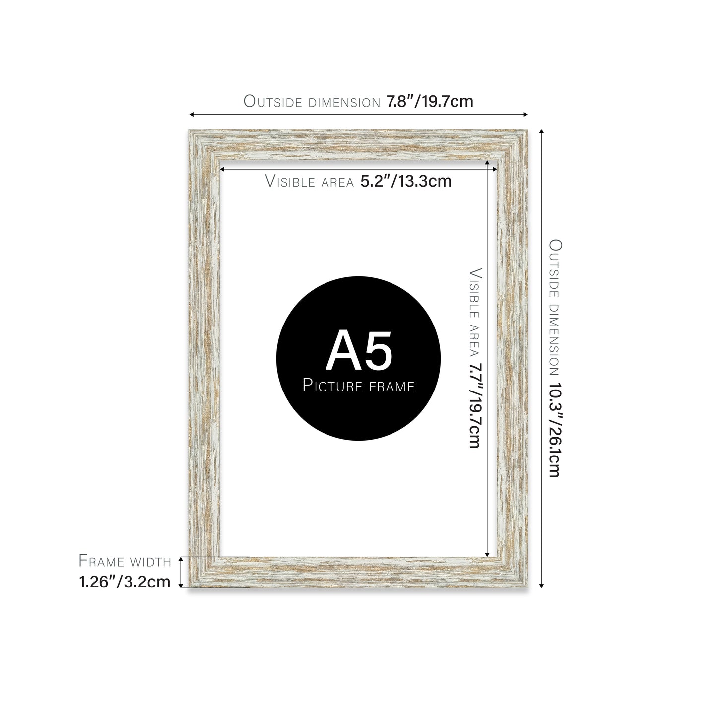 Distressed White Oak Picture Frame 32mm Edge
