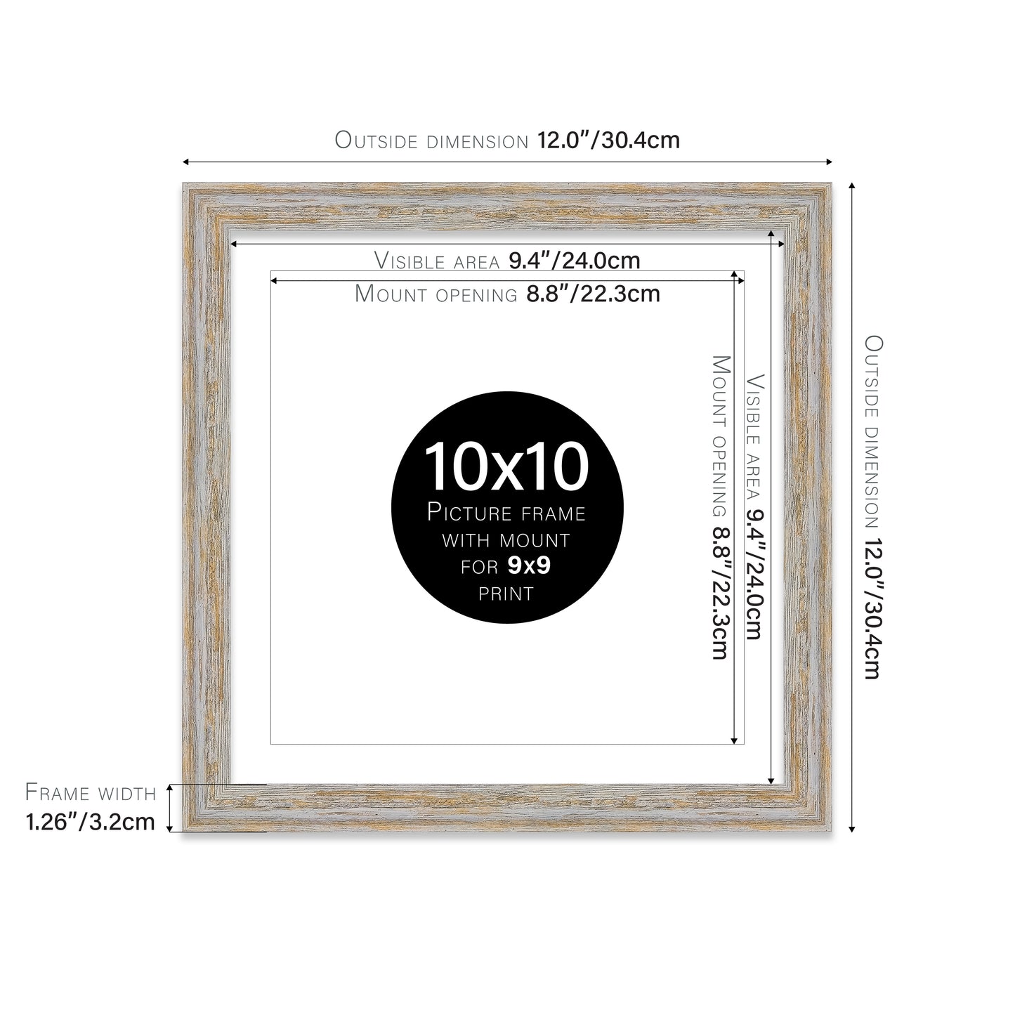 Walnut Woodgrain Picture Frame 32mm Edge