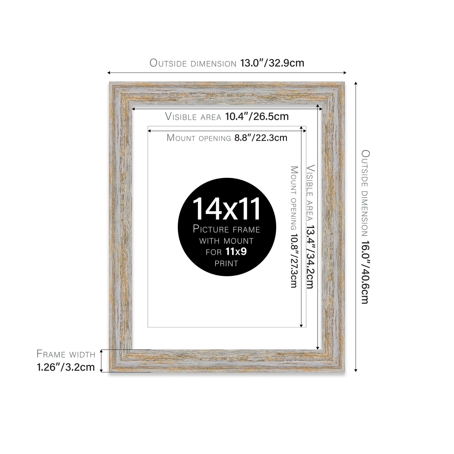 Walnut Woodgrain Picture Frame 32mm Edge