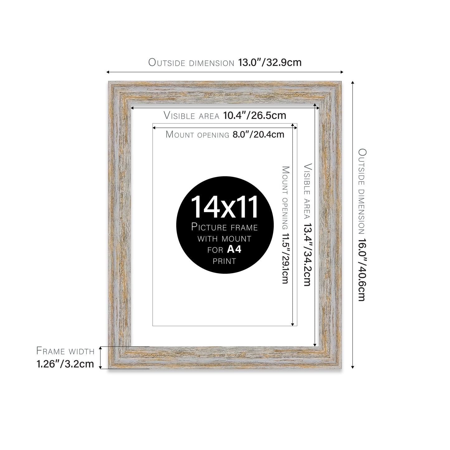 Walnut Woodgrain Picture Frame 32mm Edge