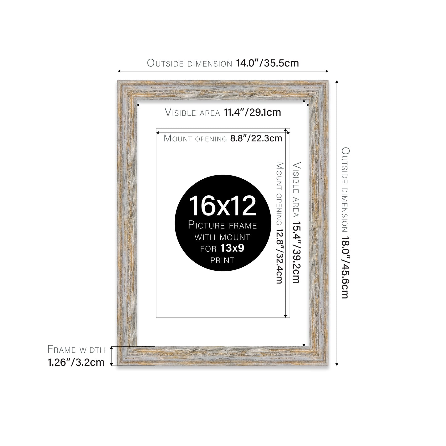 Walnut Woodgrain Picture Frame 32mm Edge