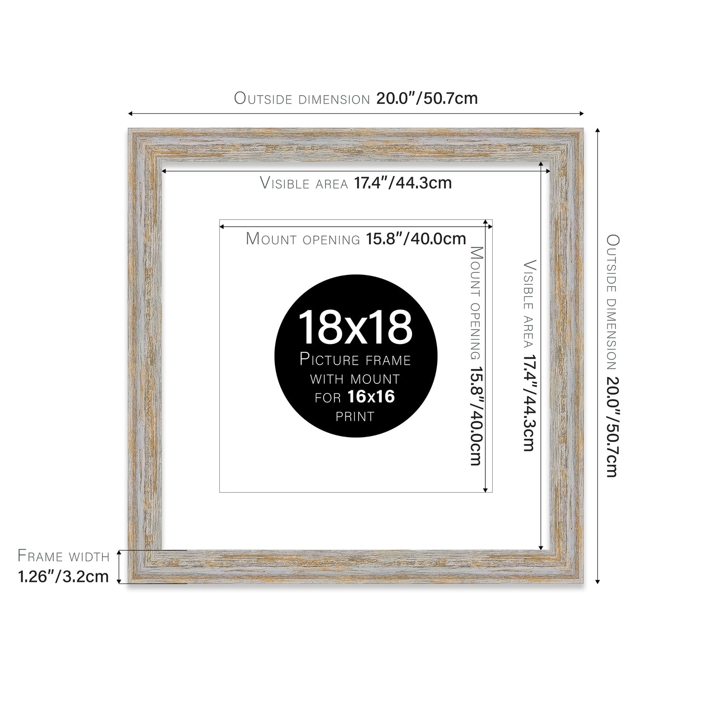 Walnut Woodgrain Picture Frame 32mm Edge