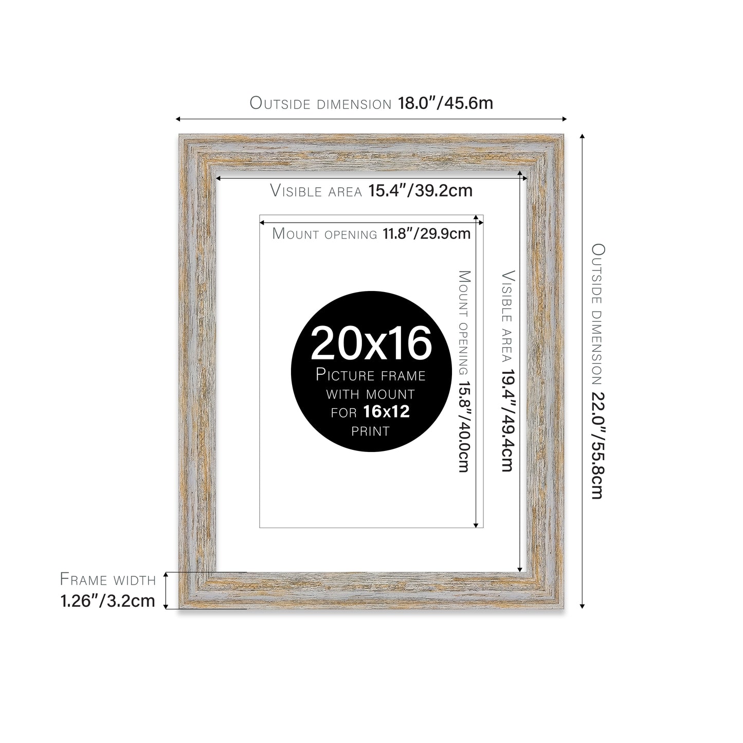 Walnut Woodgrain Picture Frame 32mm Edge