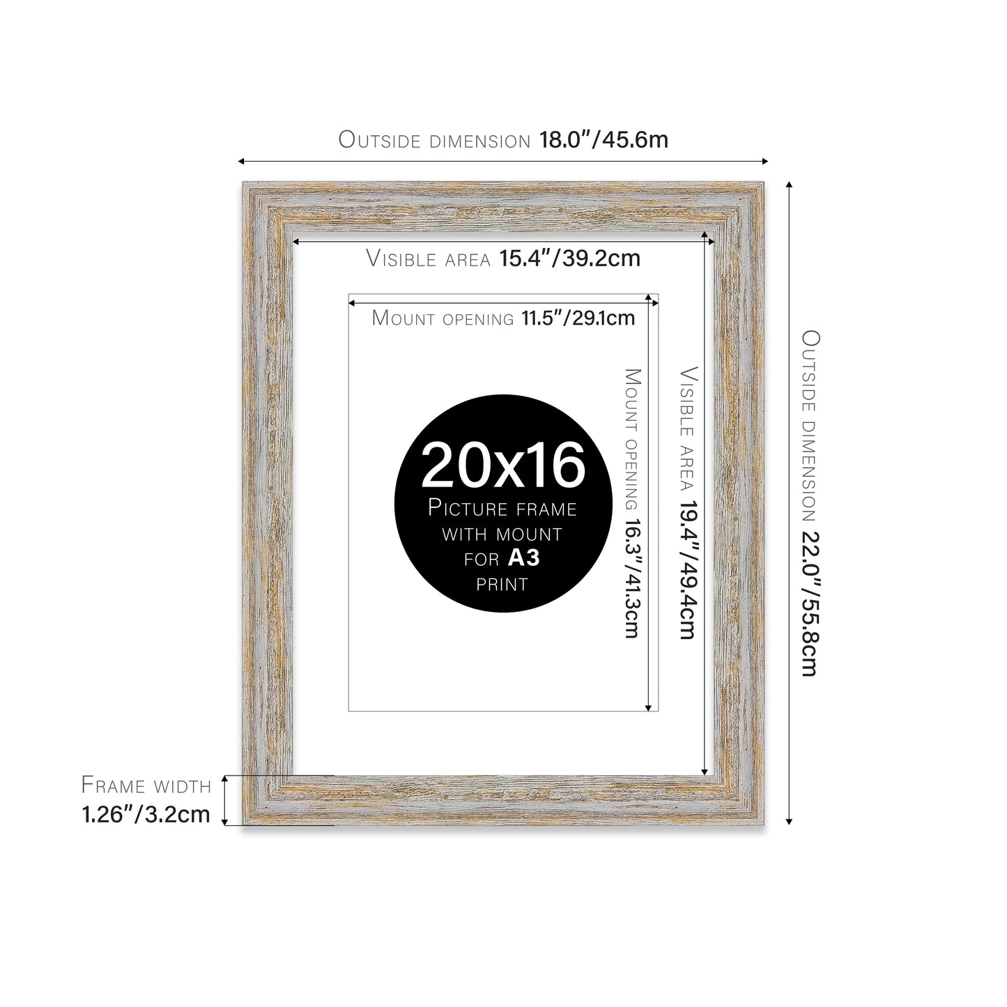 Walnut Woodgrain Picture Frame 32mm Edge