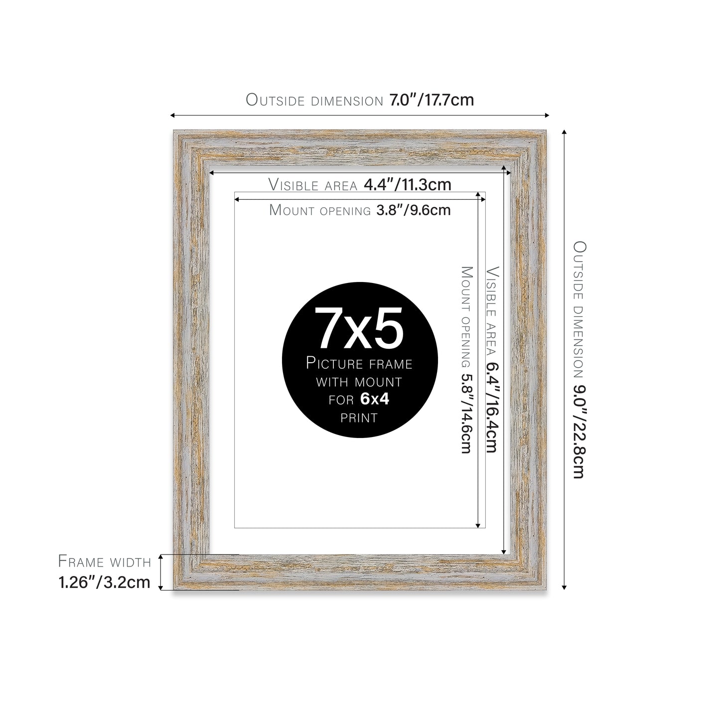 Walnut Woodgrain Picture Frame 32mm Edge