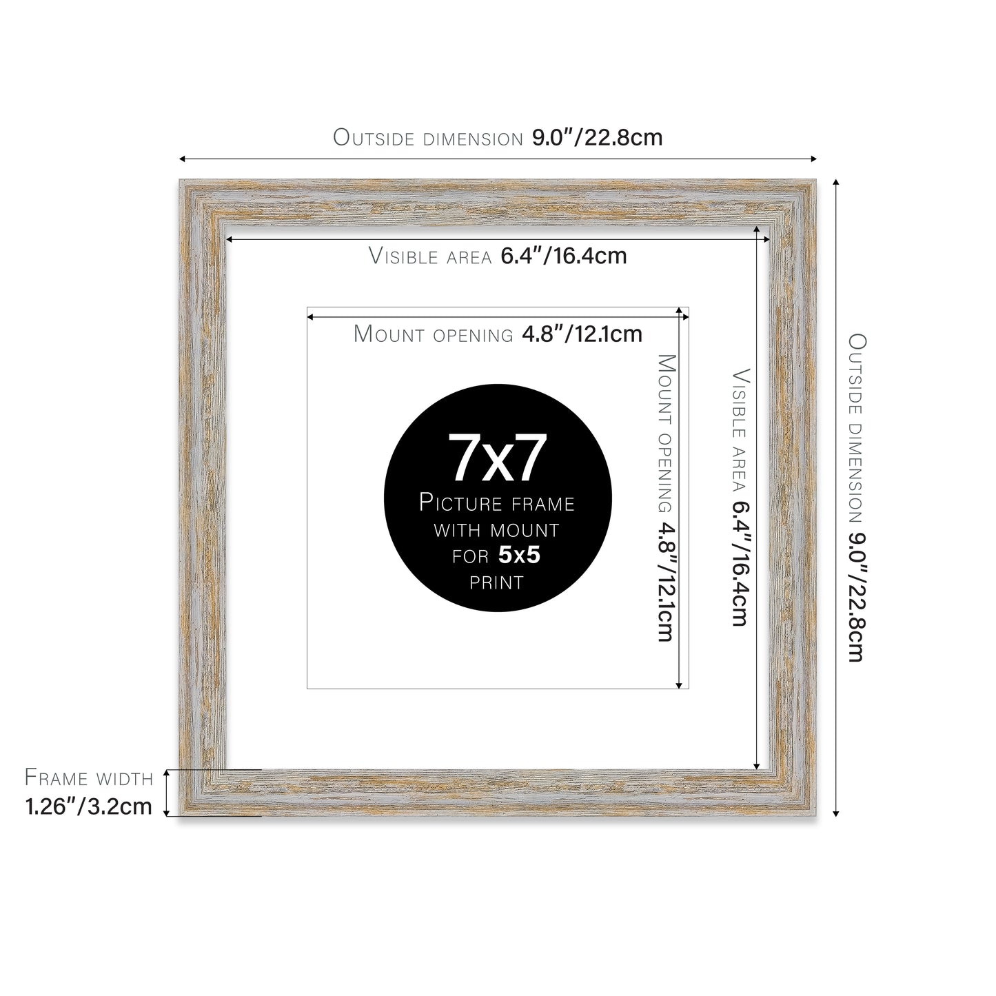 Walnut Woodgrain Picture Frame 32mm Edge