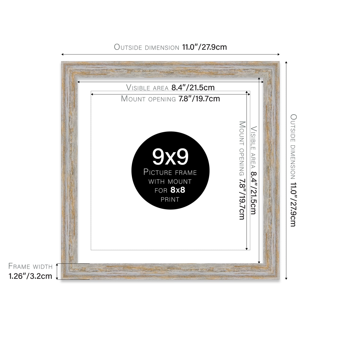 Walnut Woodgrain Picture Frame 32mm Edge