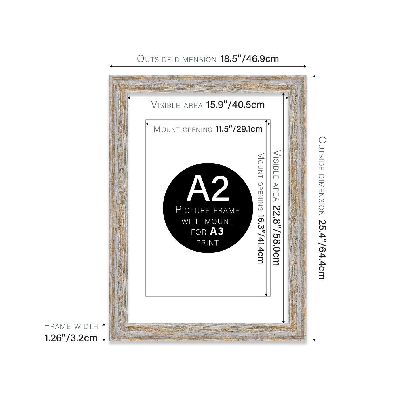 Walnut Woodgrain Picture Frame 32mm Edge