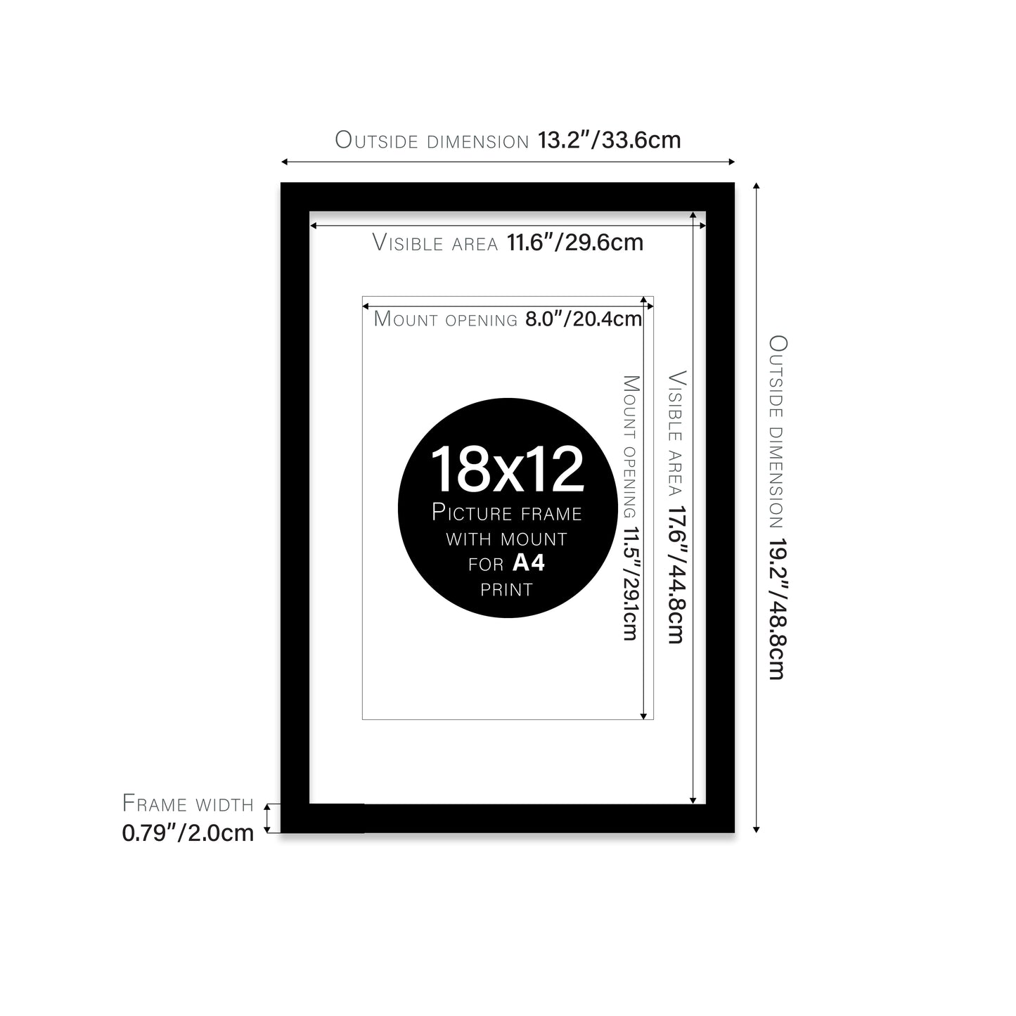 Black Picture Frame 20mm Edge