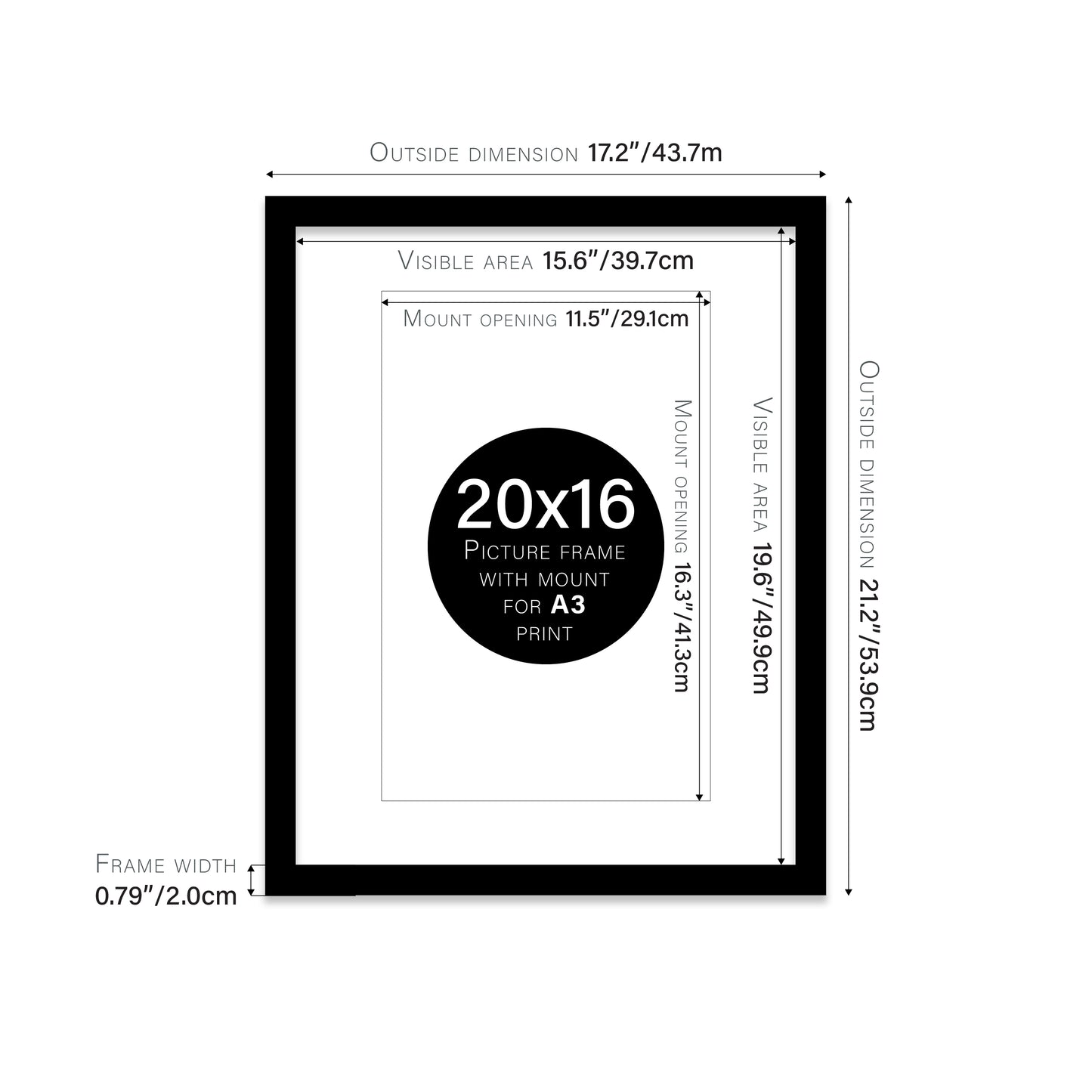 Black Picture Frame 20mm Edge