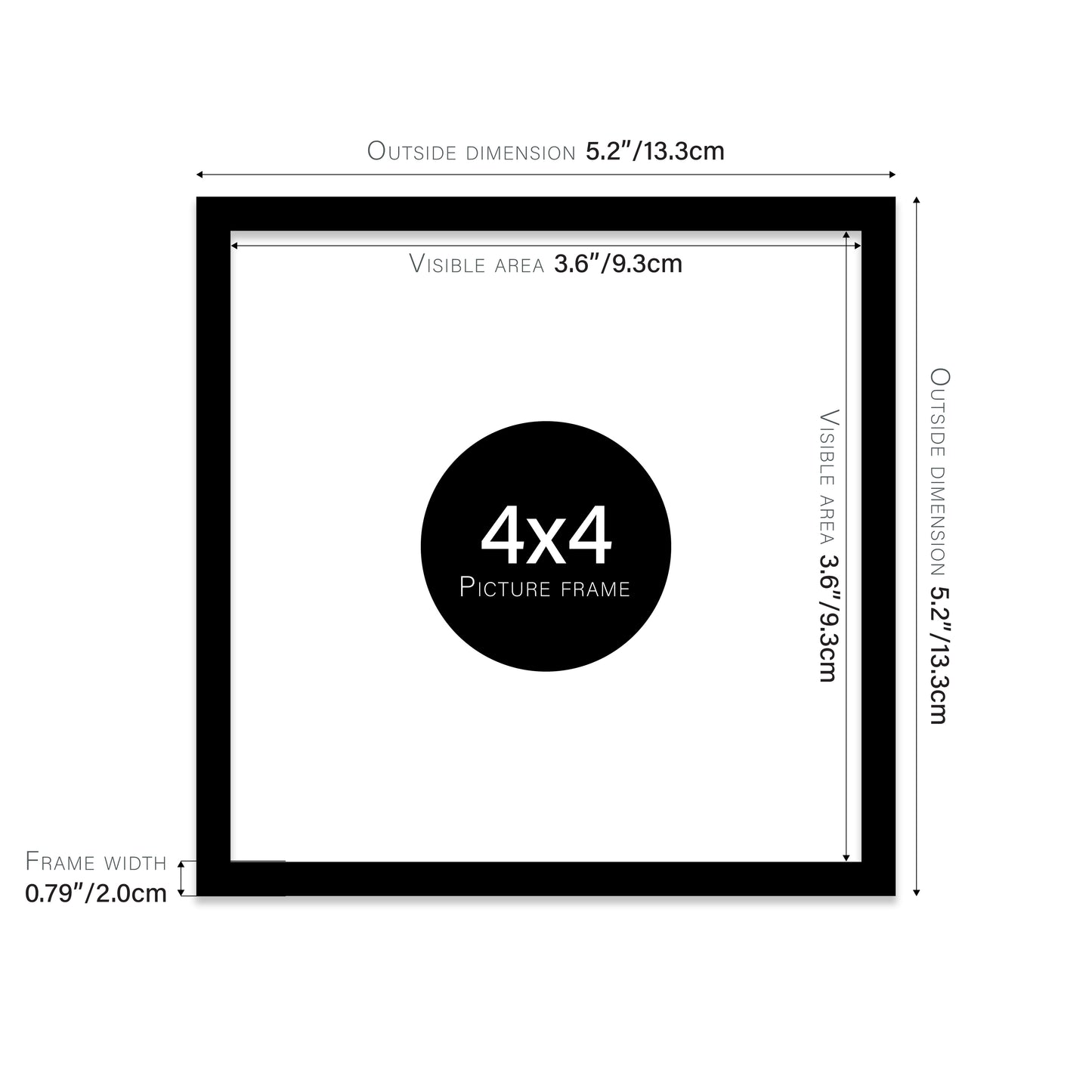 Black 4x4" modern photo frame for retailers