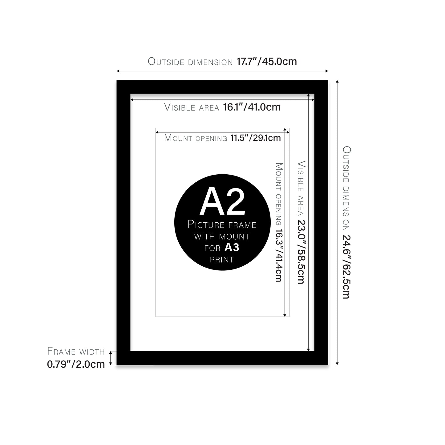 Black Picture Frame 20mm Edge