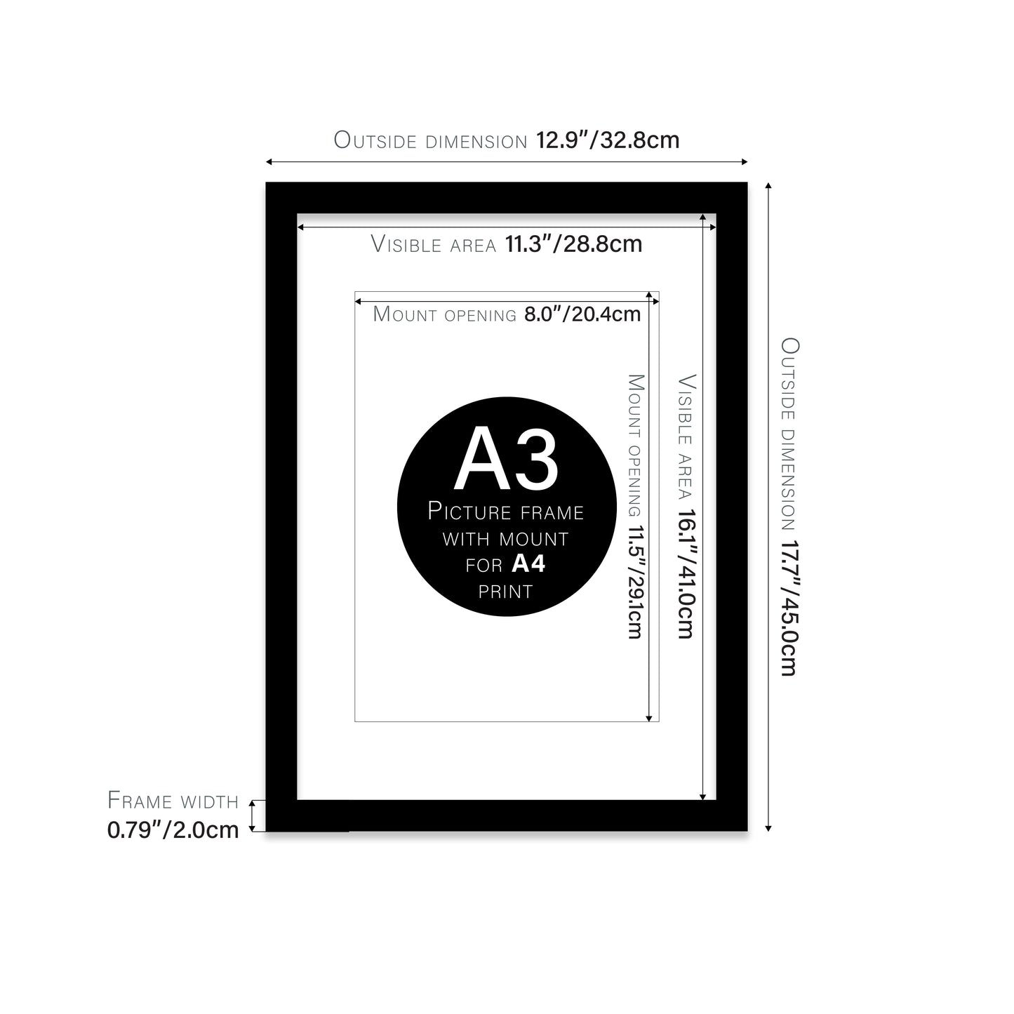 Black Picture Frame 20mm Edge