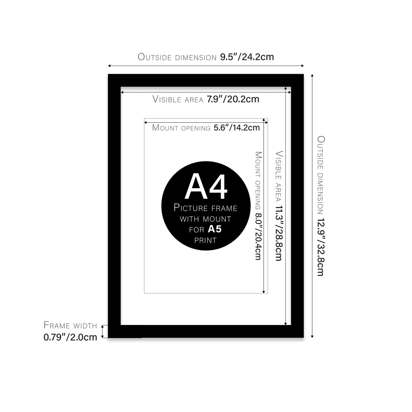 Black Picture Frame 20mm Edge