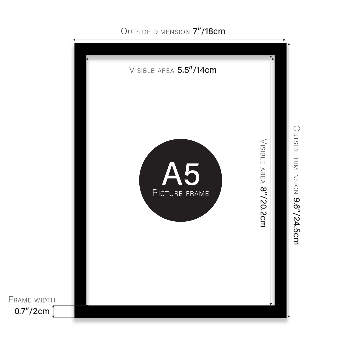 Black A5 bulk photo frames