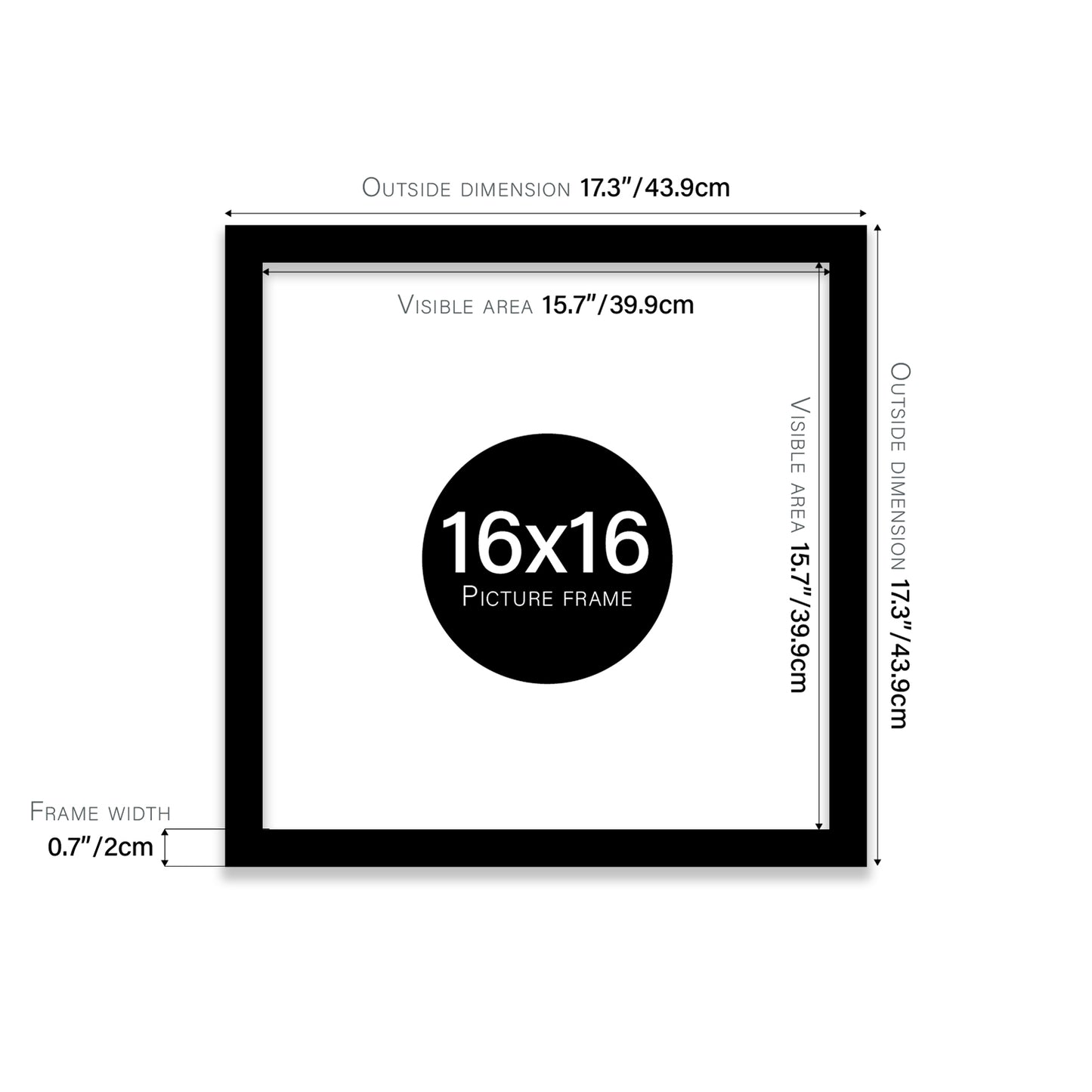 Black 16x16" bulk photo frames