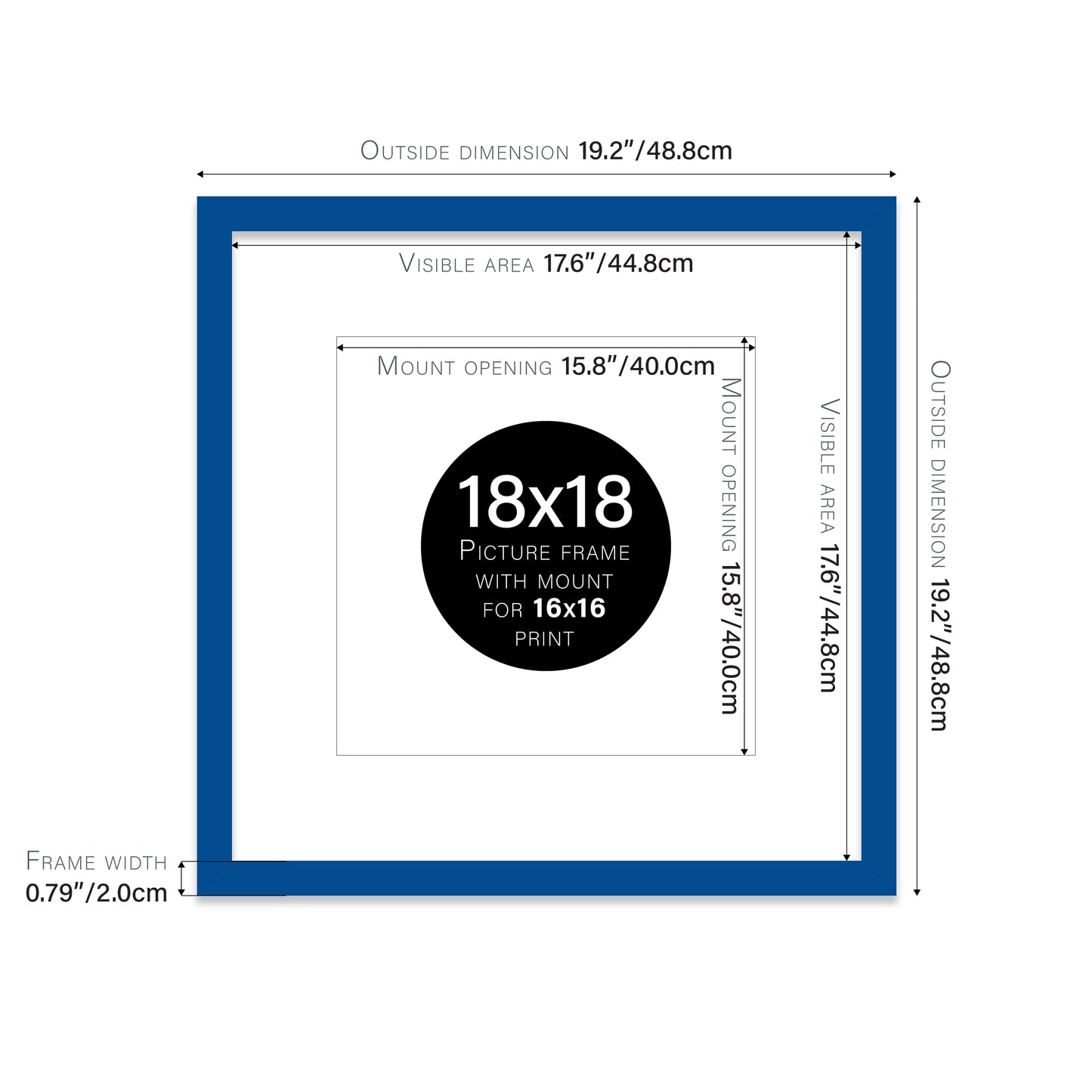 Blue Picture Frame 20mm Edge