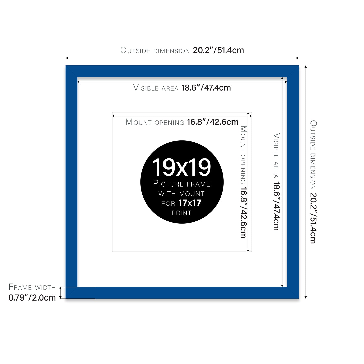 Blue Picture Frame 20mm Edge