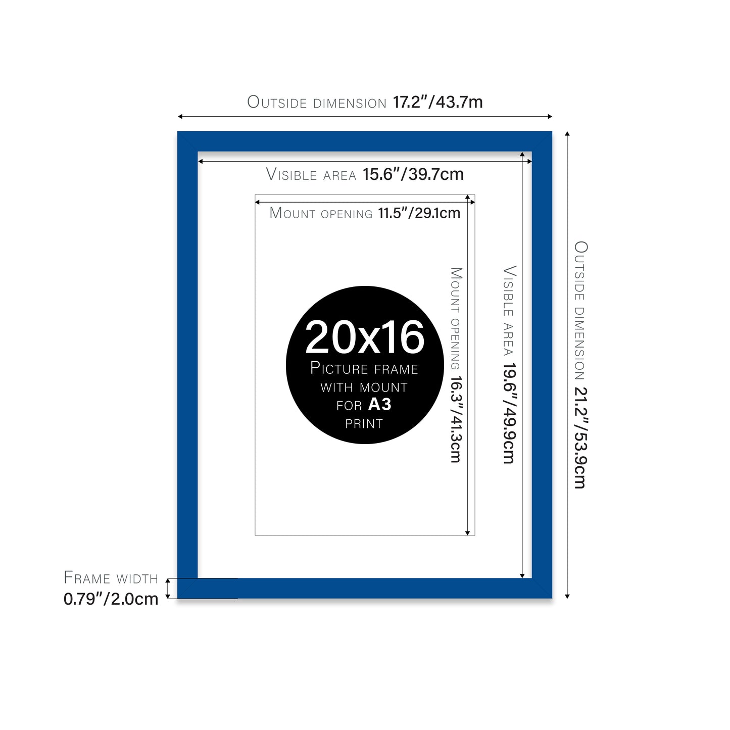 Blue Picture Frame 20mm Edge