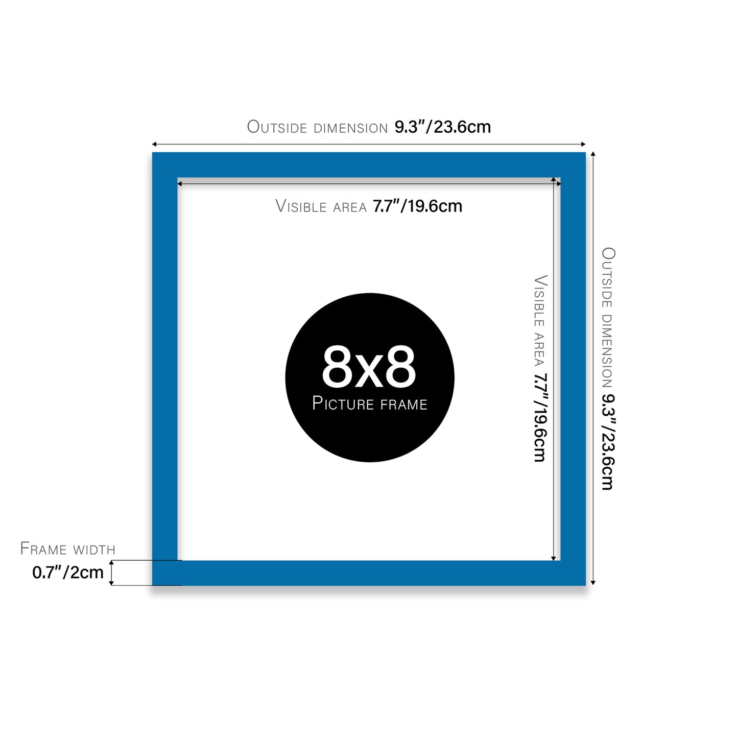 Blue 8x8" UK made picture frames