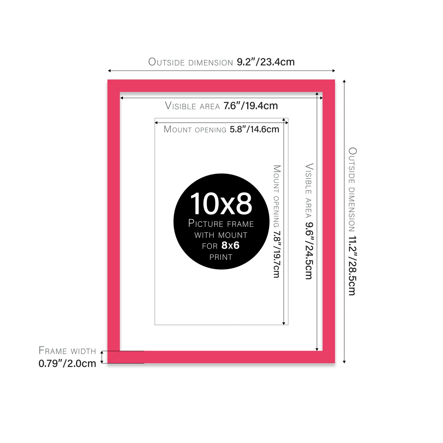Bright Pink Picture Frame 20mm Edge