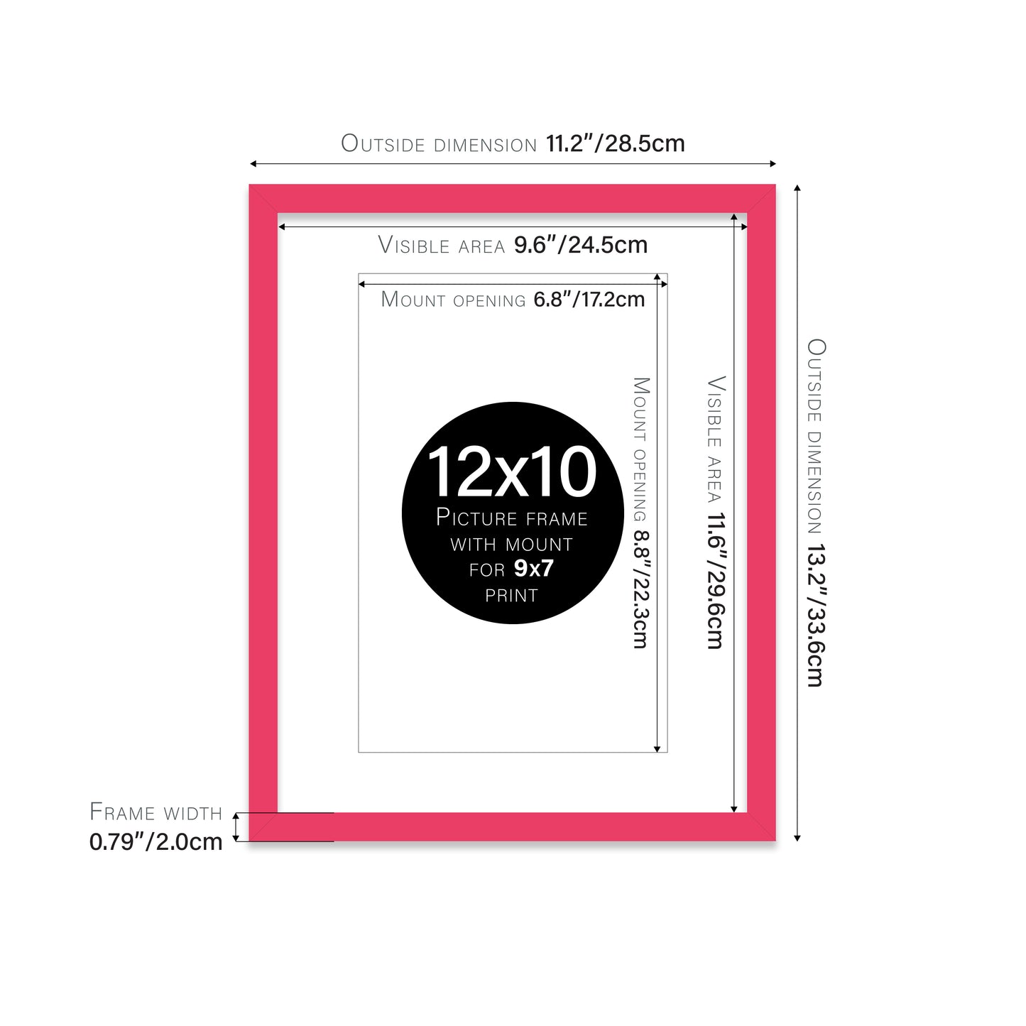Bright Pink Picture Frame 20mm Edge