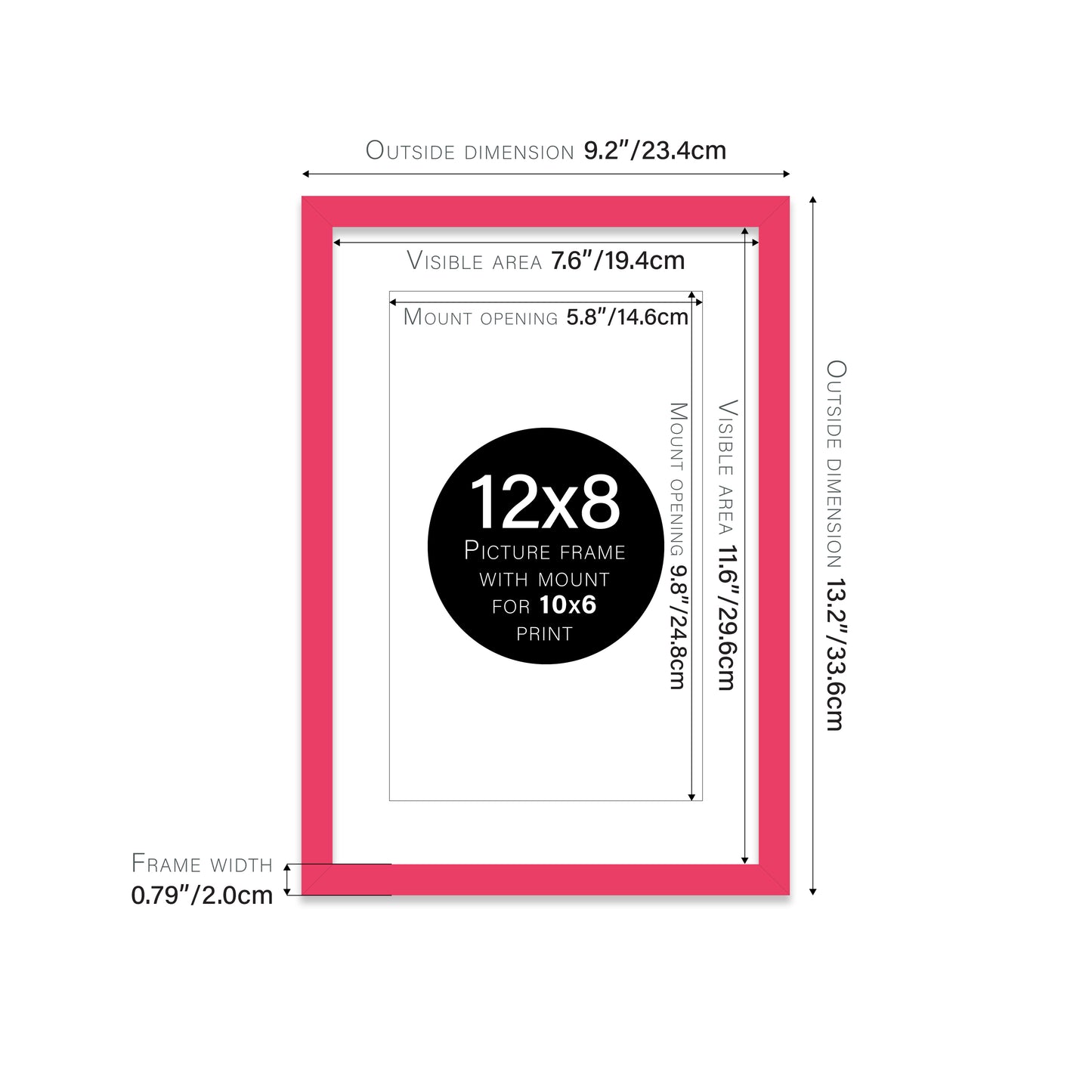 Bright Pink Picture Frame 20mm Edge