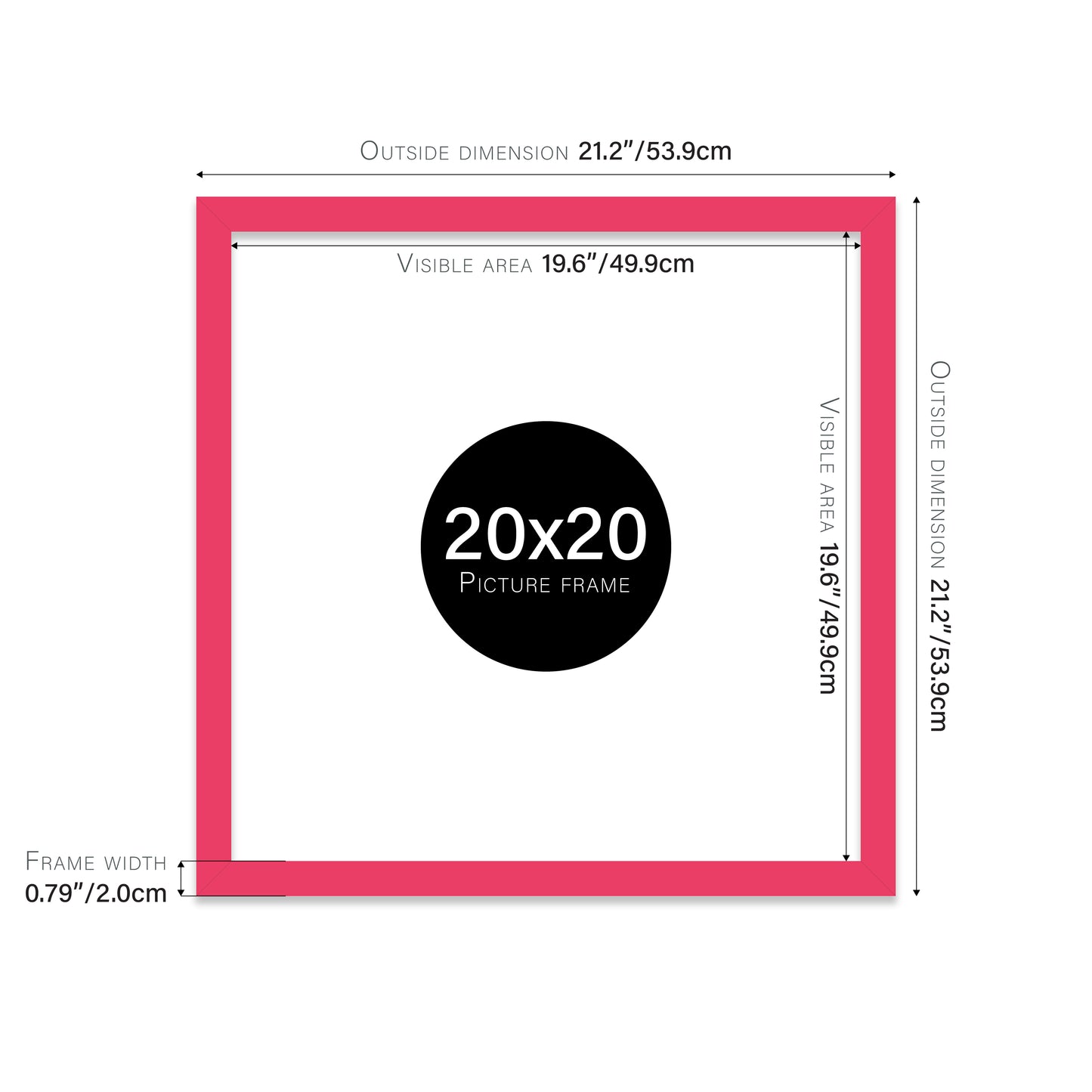Bright Pink 20x20" modern photo frame for retailers