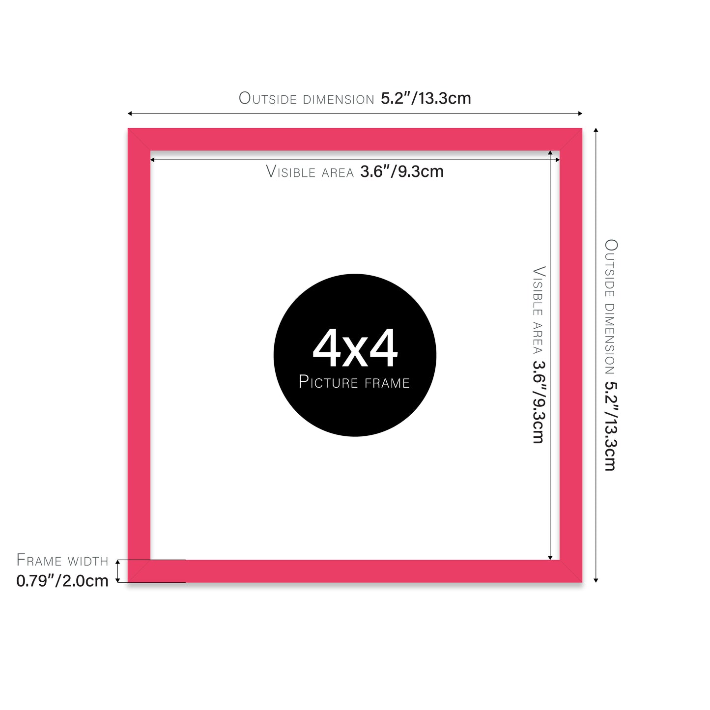 Bright Pink 4x4" modern photo frame for retailers